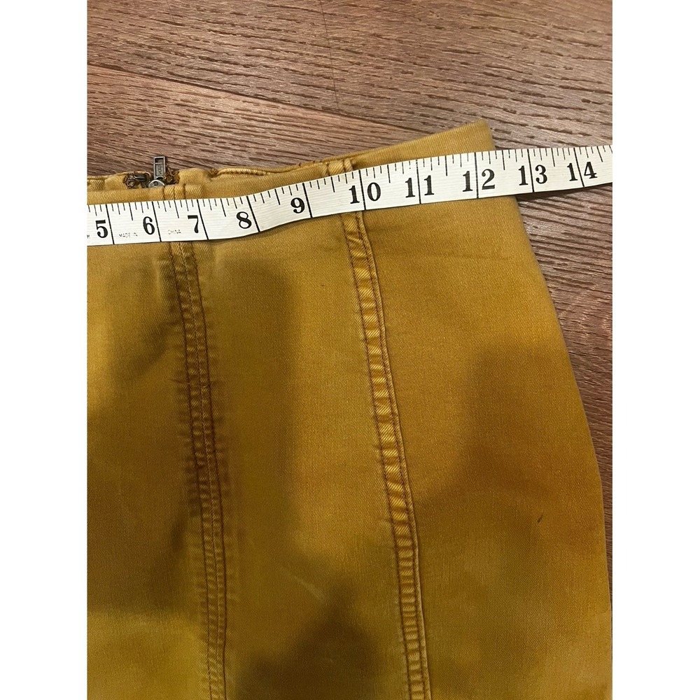 Free People Modern Femme Mini Skirt Size 2 Mustard Gold Stretch Zip - Picture 8 of 8